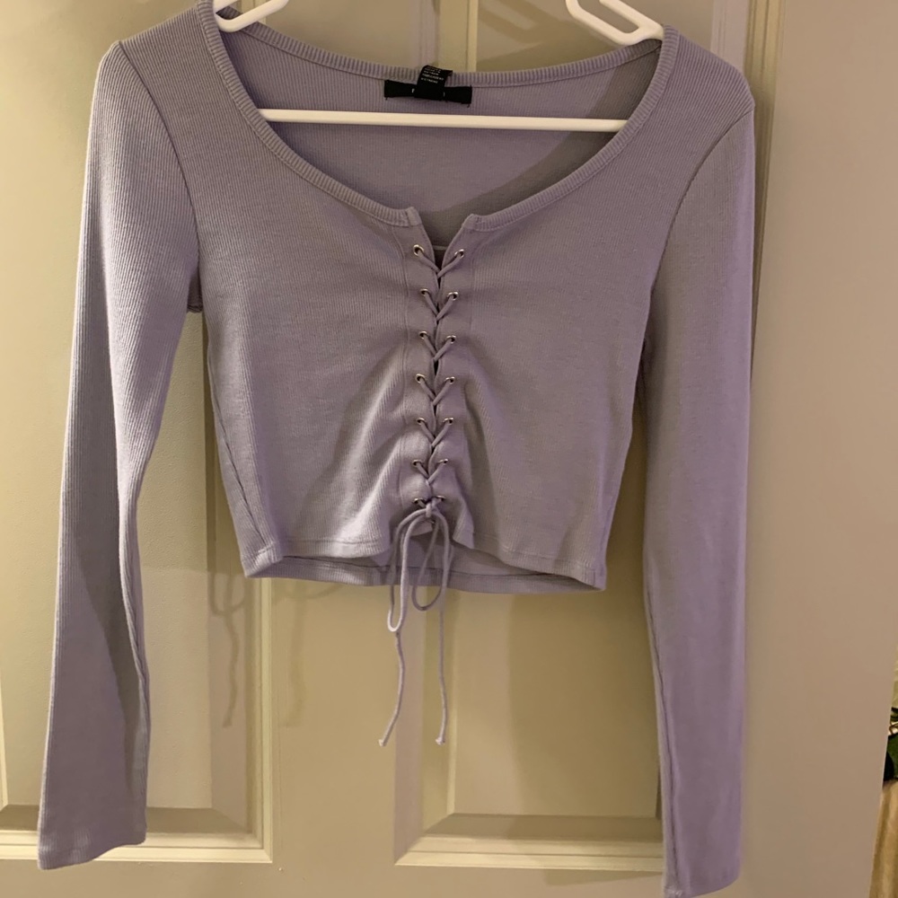 Purple forever 21 long sleeve crop top